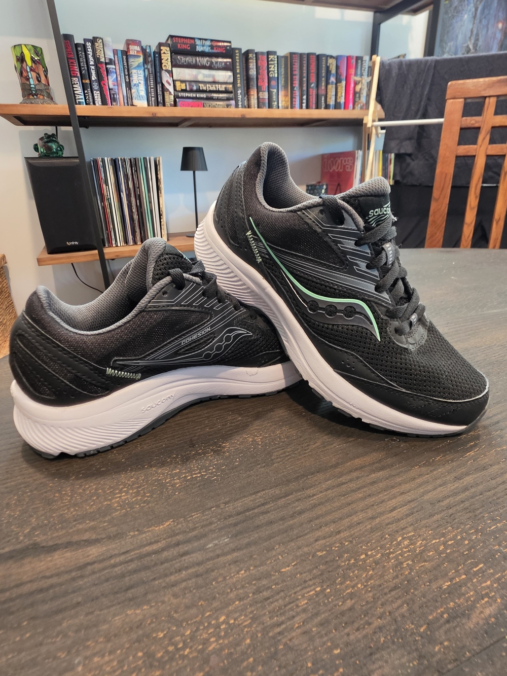 Saucony Women’s Black Running Shoes with Mint Accent